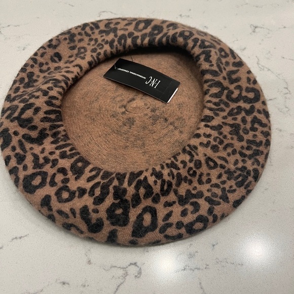 NWT I.N.C International Concepts Women’s Leopard Print Wool Blend Beret hat … - Picture 4 of 7